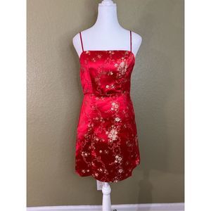 Princess Polly Women's 6 Square Neck Cienna Mini Dress Red Asian Dragon Floral